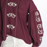 MARGUERITE camicia maniche sbuffo con ricami E25TU019 BORDEAUX stella forest 