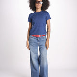 t-shirt girocollo manica corta in cotone organico WTEE03 520 INDIGO merz b 