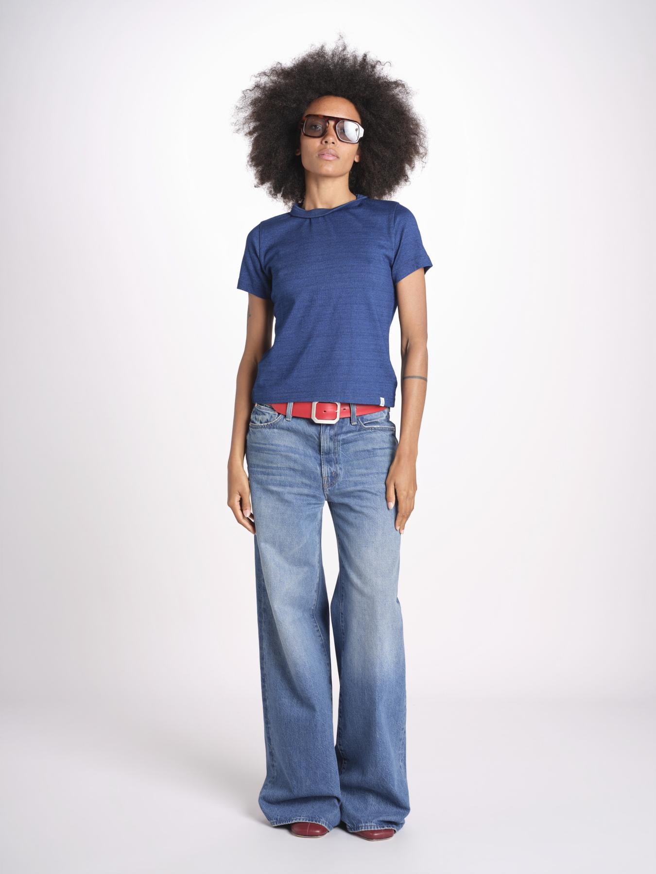 t-shirt girocollo manica corta in cotone organico WTEE03 520 INDIGO merz b 