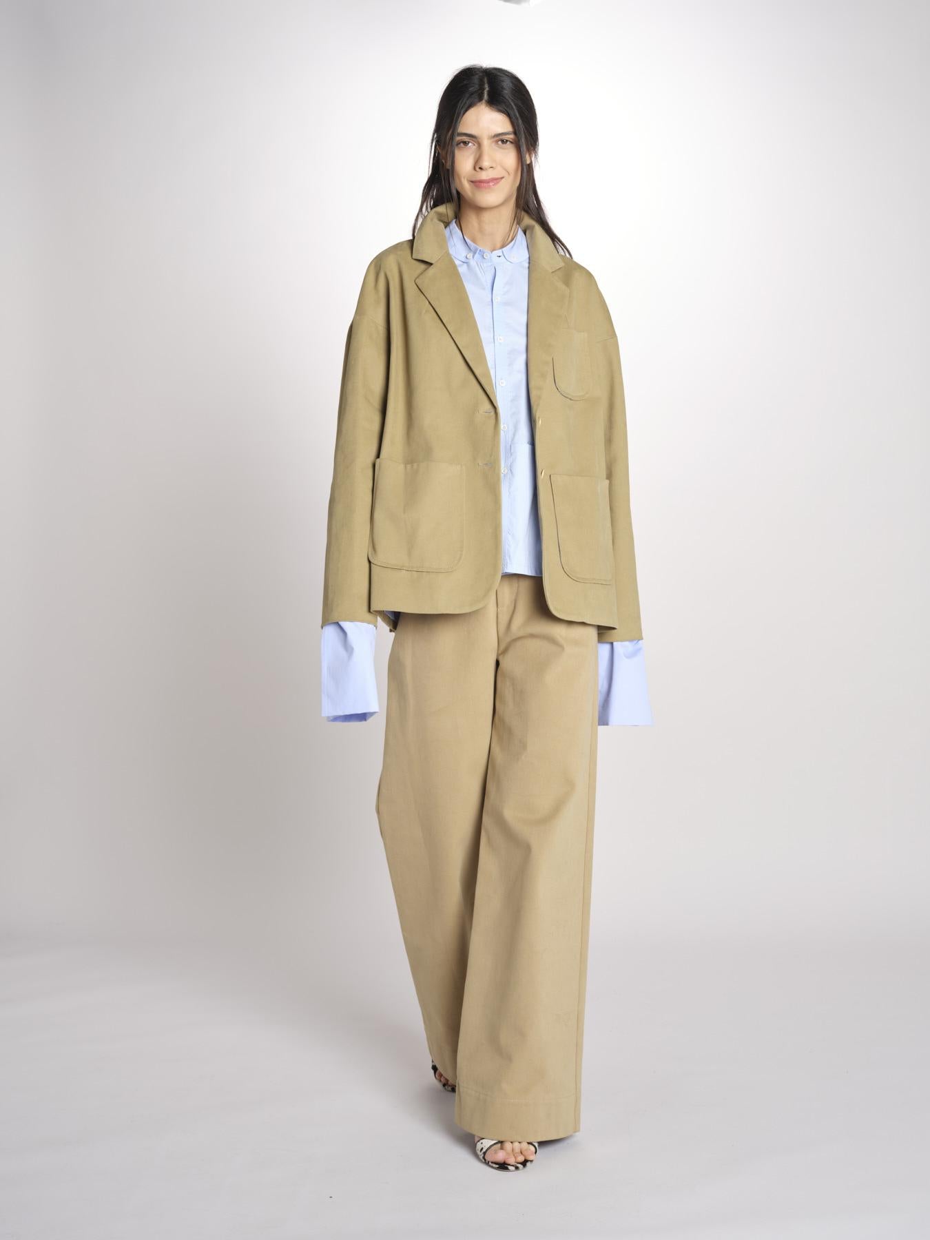 pantalone in canvas JEAN MJD223_ATEX46 NUT jejia 