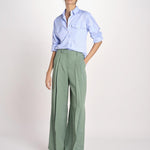 pantalone con due pinces in lino VELIERO 2615131092600 007 VERDE weekend maxmara 