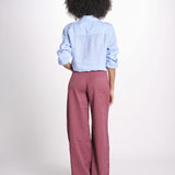 pantalone 4 tasche in misto lino SERENA XML01 197 BORGOGNA ps don't forget me 