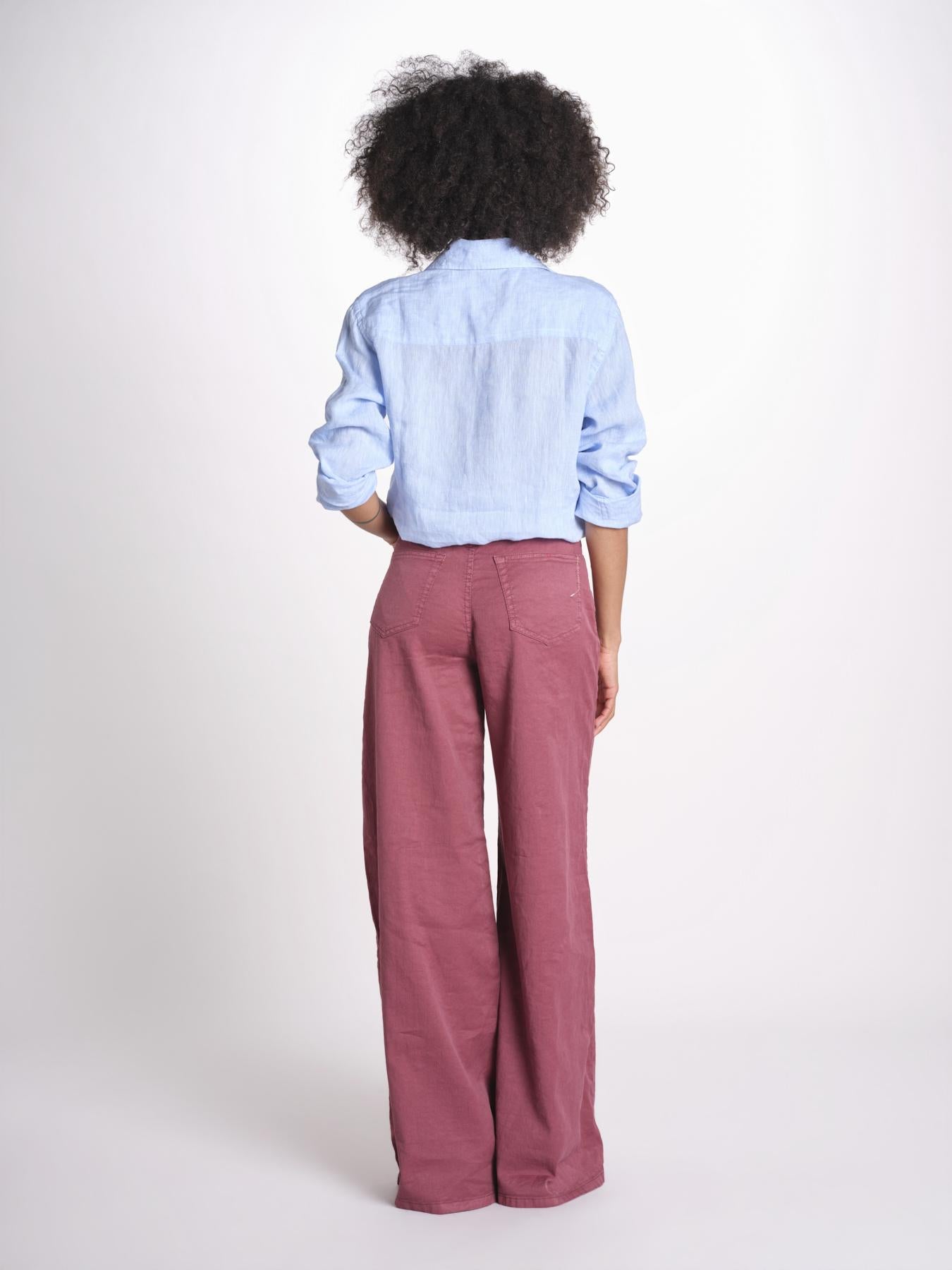 pantalone 4 tasche in misto lino SERENA XML01 197 BORGOGNA ps don't forget me 