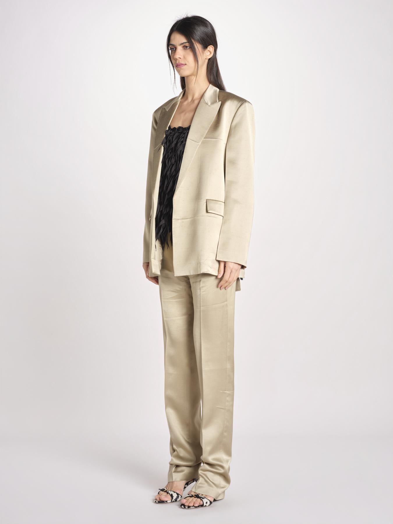 blazer in shantung L062-5980-1186 KAKI CHIARO n21 