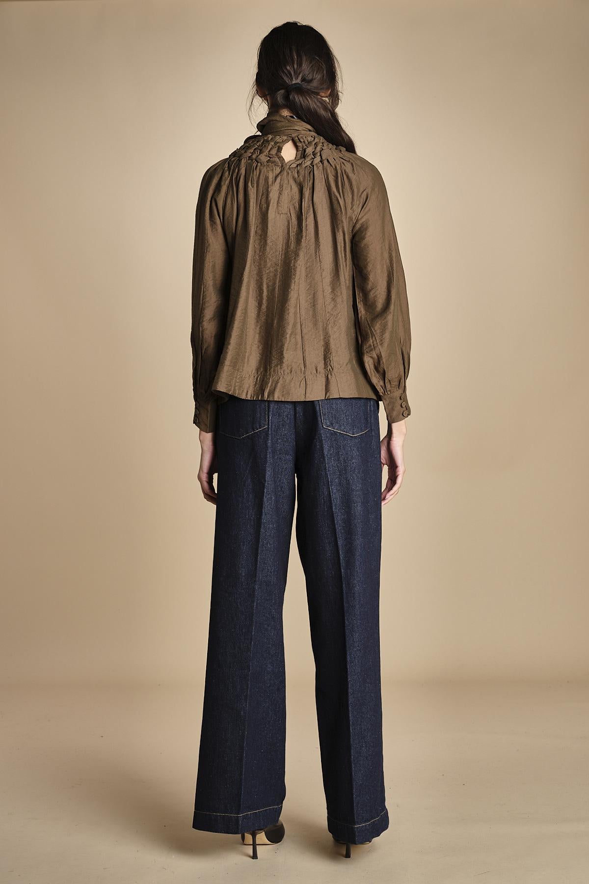 camicia con nastri intrecciati MARONA OLIVE GREEN scarlett poppies 