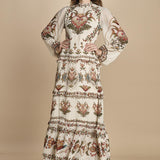 avito lungo con stampa cuori e rouches MAJESTIC HEARTS 346167 CREAM farm rio 