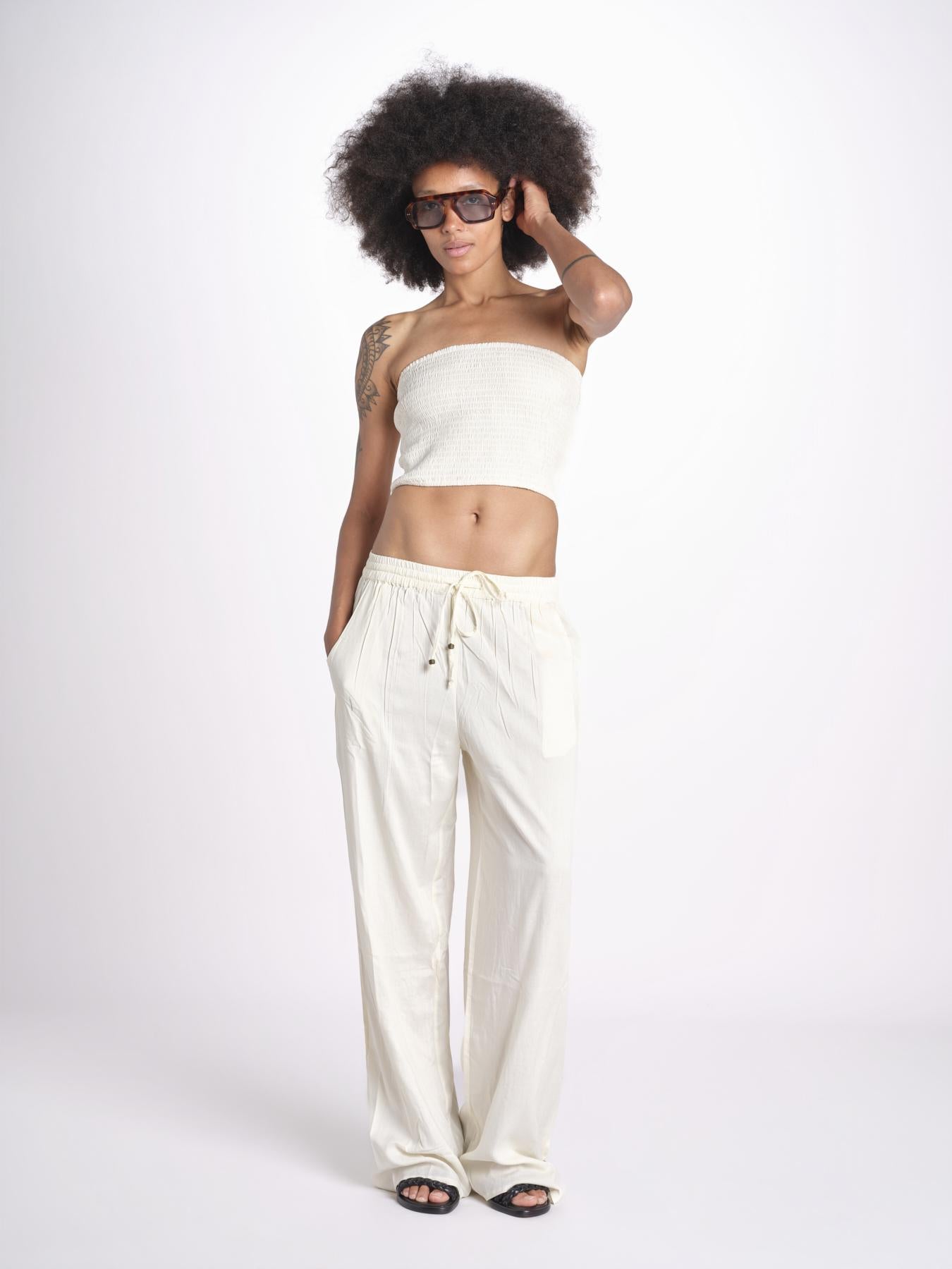 pantalone con coulisse SUMBAWAIVR IVOIRE laraethnics 