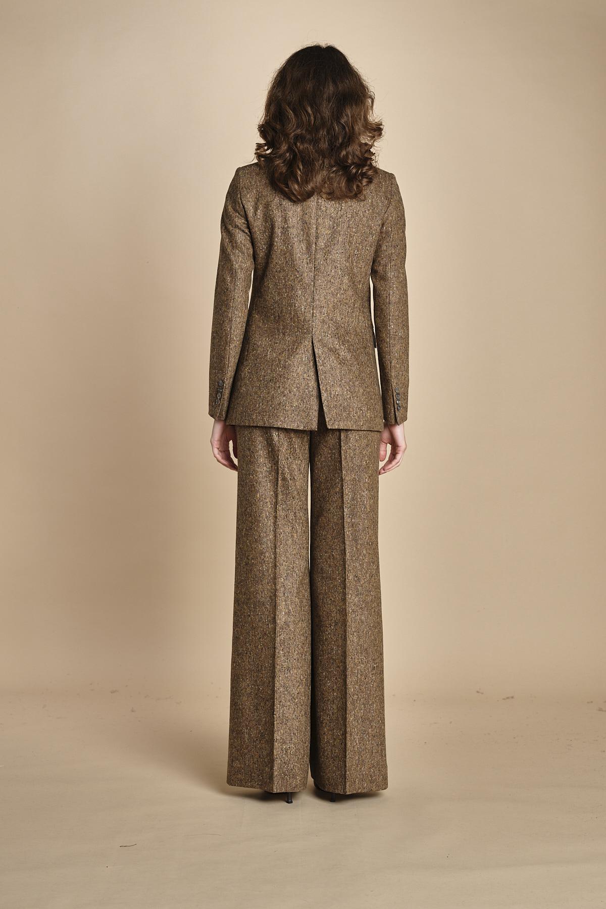 pantalone lungo e stretto con nervature in occhio di pernice OTTAVIA 673932 19 quelledue 