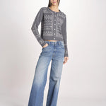cardigan con ricamo punto croce 076 CHARCOAL sea ny 
