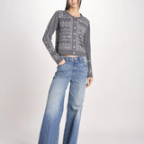 cardigan con ricamo punto croce 076 CHARCOAL sea ny 