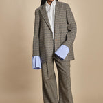 KATHERINE pantaloni piede de poule con pinces MJD217_A0CW16 BLK BRWN jejia 