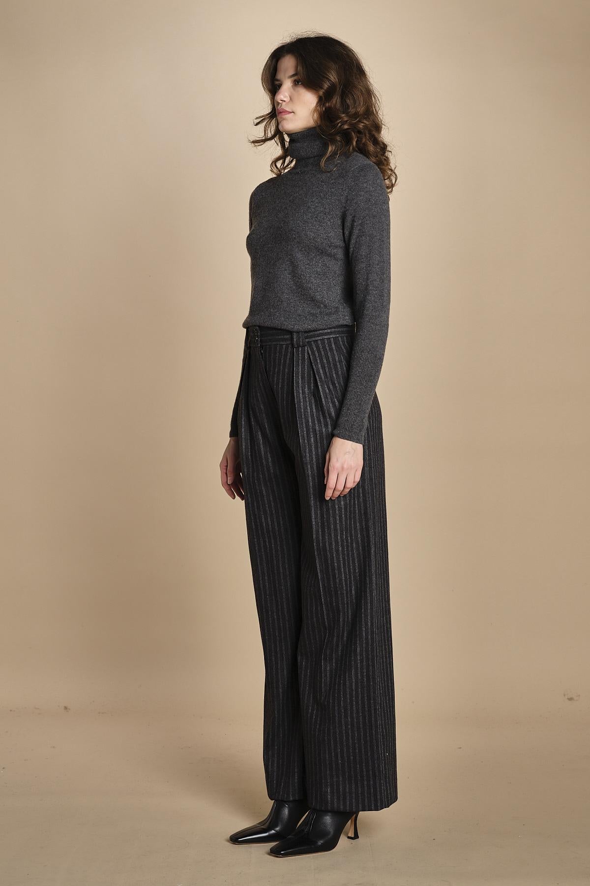 pantalone gessato 15P008CO191 P092 GREY ines de la fressange 