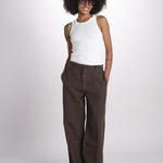 pantalone diritto in lino ERICA STRUCTURELINEN BROWN true avenue 