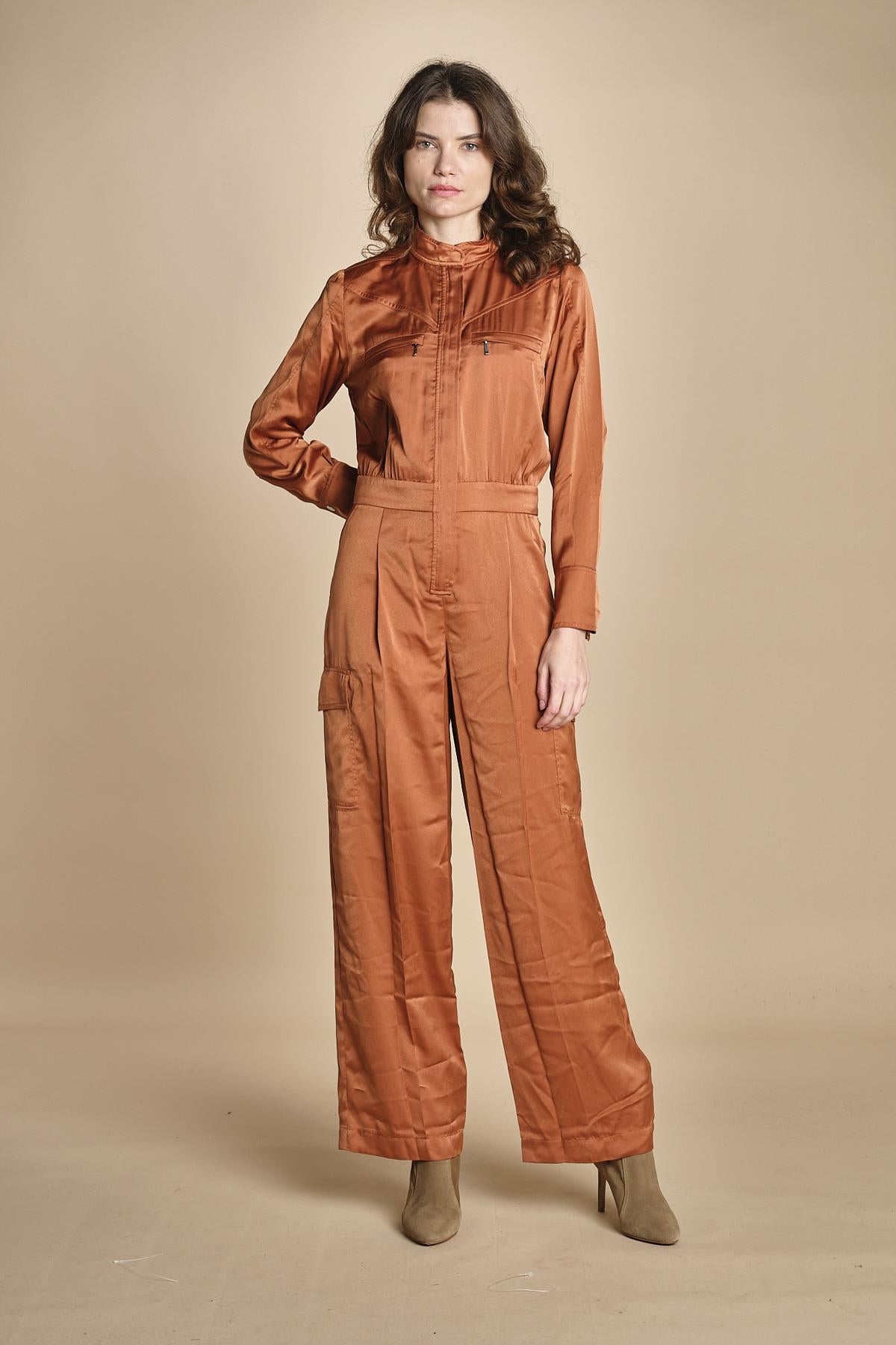 tuta in raso con zip CARMY PRALINE ba&sh 