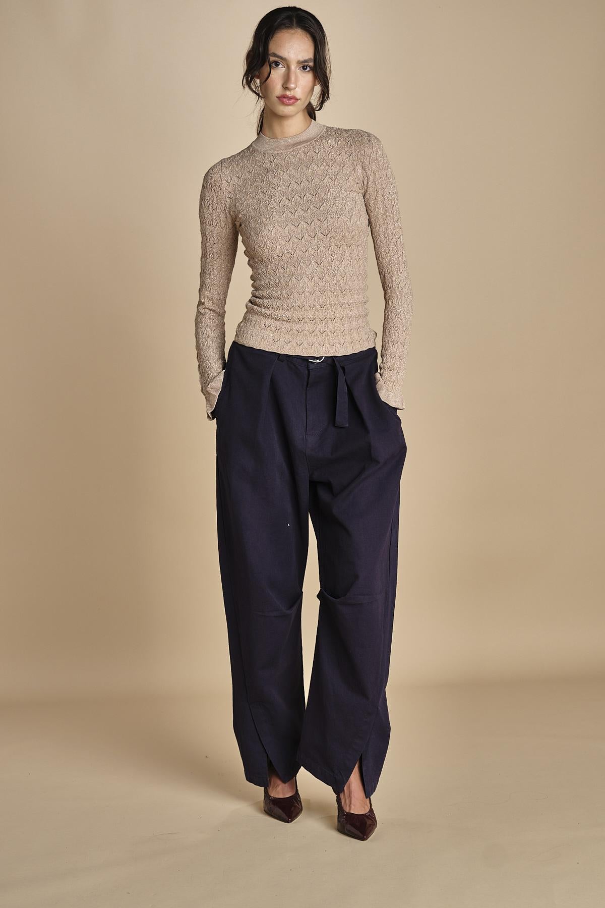 maglia girocollo jaquard RUBY 118 CHAMPAGNE sea ny 