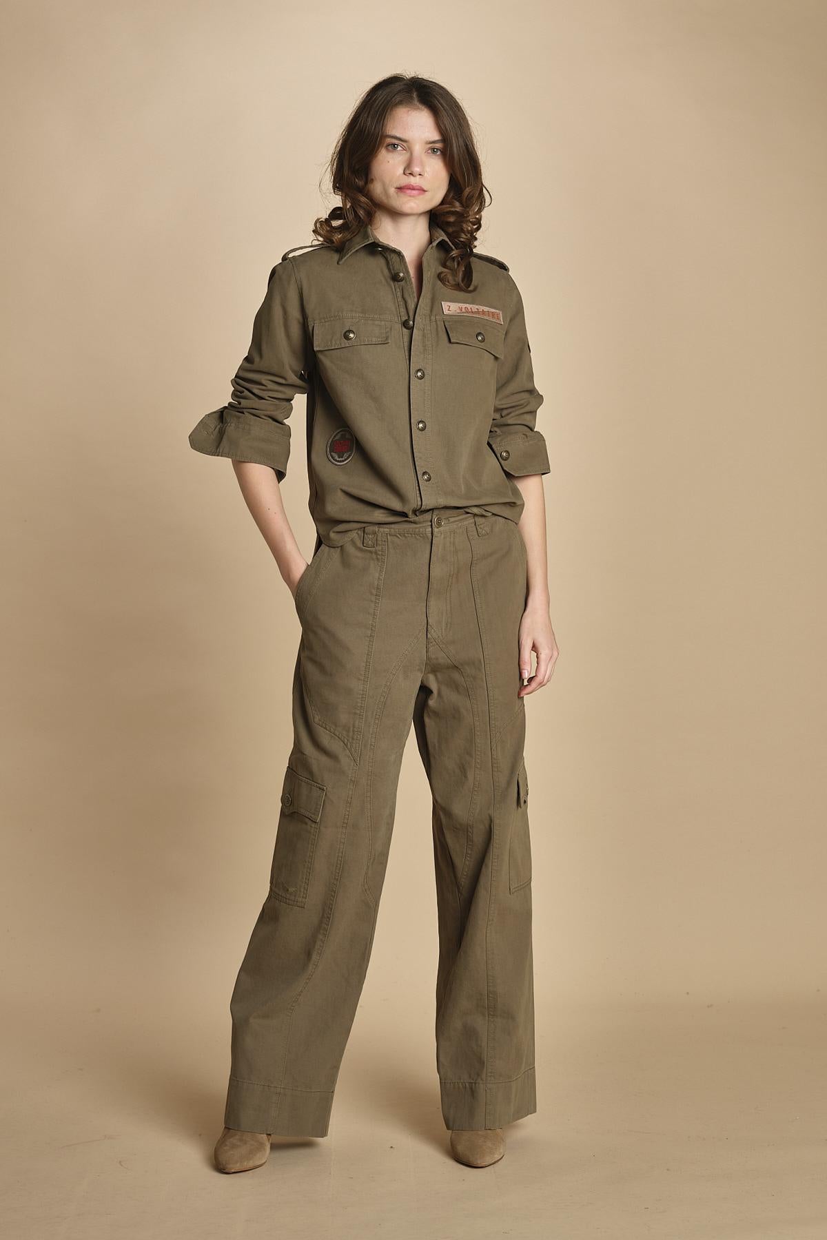 camicia militare. WWSH02247 LEAVES 308 zadig & voltaire 