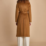 24008 cappotto in panno di lana e volpe con cintura in vita 24008400 TERRA milaura 