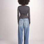 top maniche lunghe in tulle TSH0135GAIA BLEU GRIS BLE2625W soeur 