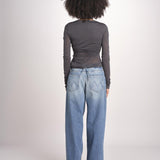 top maniche lunghe in tulle TSH0135GAIA BLEU GRIS BLE2625W soeur 