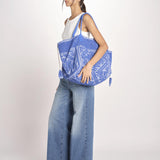 shopping quadrata dipinta a mano SHQM-26E18- B 12 BLUETTE le daf 