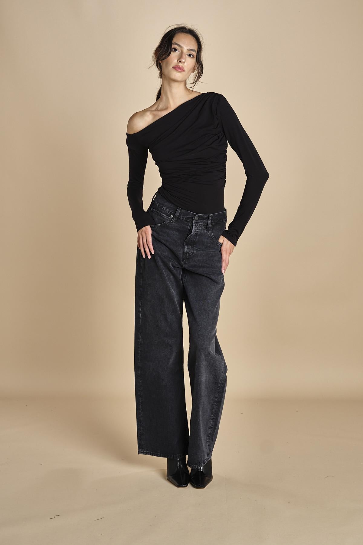 body in jersey con scollo asimmetrico SWEETEST THING BLACK undress code 