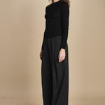 girocollo a costine manica luna in lana merino LAU30 E14035 NERO milaura 