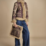 giacca ricamata con montone SANDORA JACKET CAMEL antik batik 