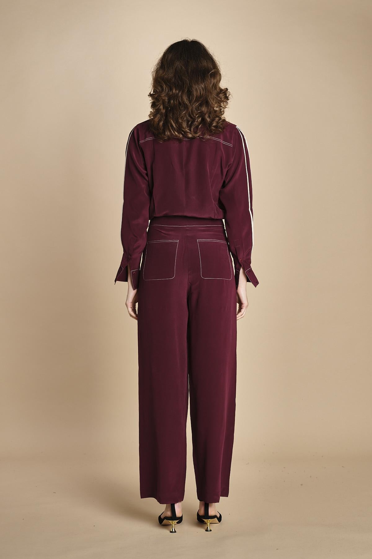 tuta con manica plisse BY_2269J BURGUNDY bodice 