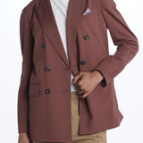 Giacca doppio petto piquet filo scozia 3393 BROWN circolo 1901 