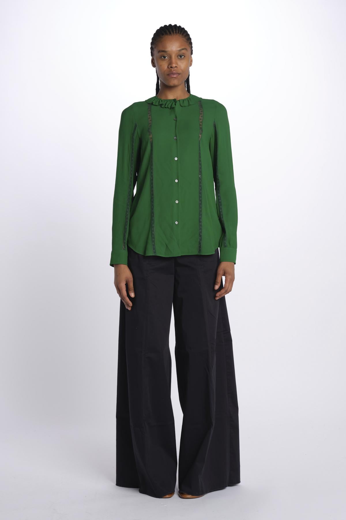 Camicia con frange e inserti pizzo G011 5340 n21 