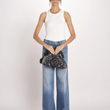 clutch in spugna dipinta a mano PM-25E18-R BL 08 BLACK le daf 