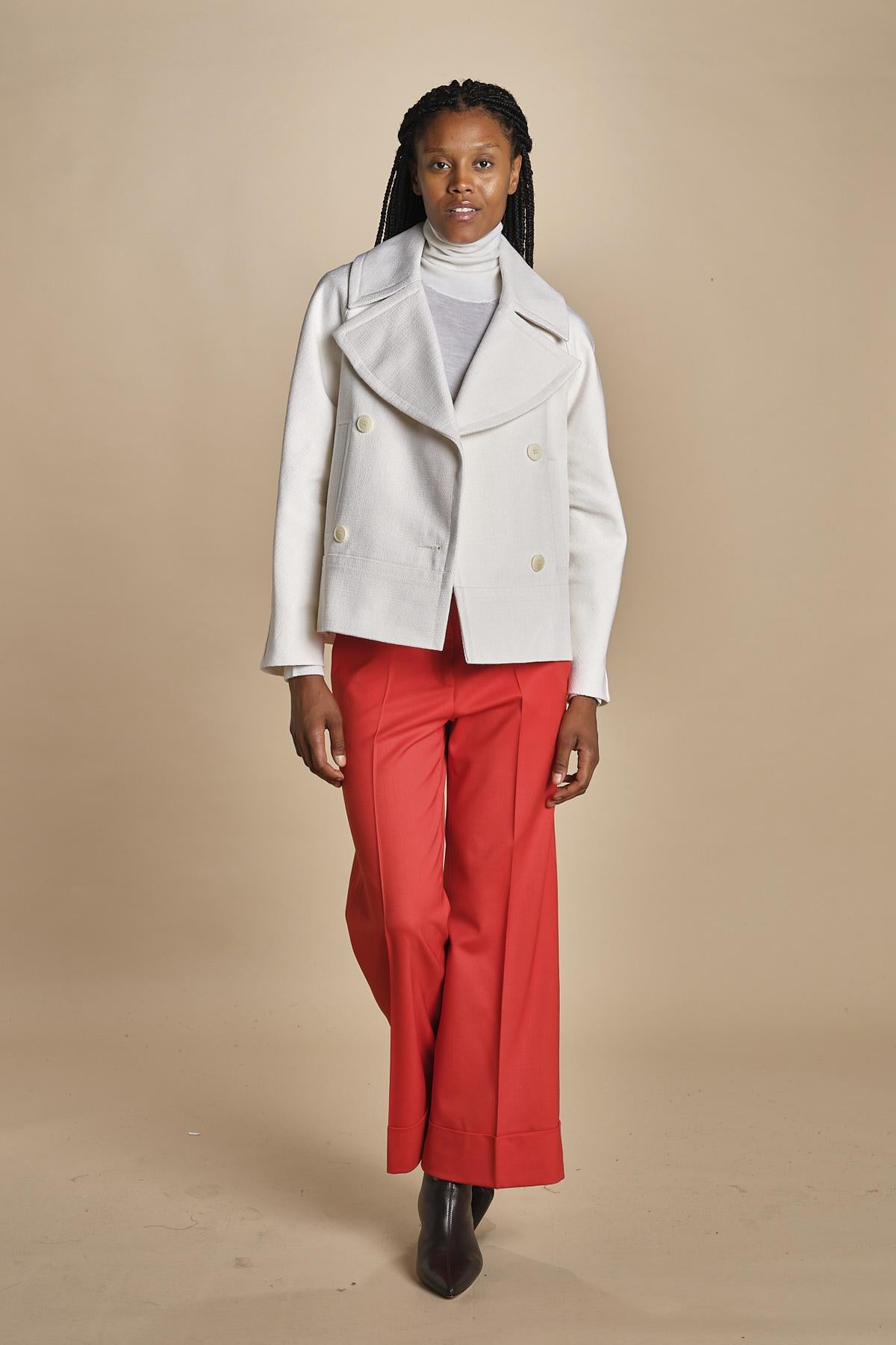 pantalone cropped con risvolto in gabardina MELODIA 652339 38 quelledue 