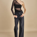 body monospalla in jersey e tulle SEX AND THE CITY BLACK undress code 