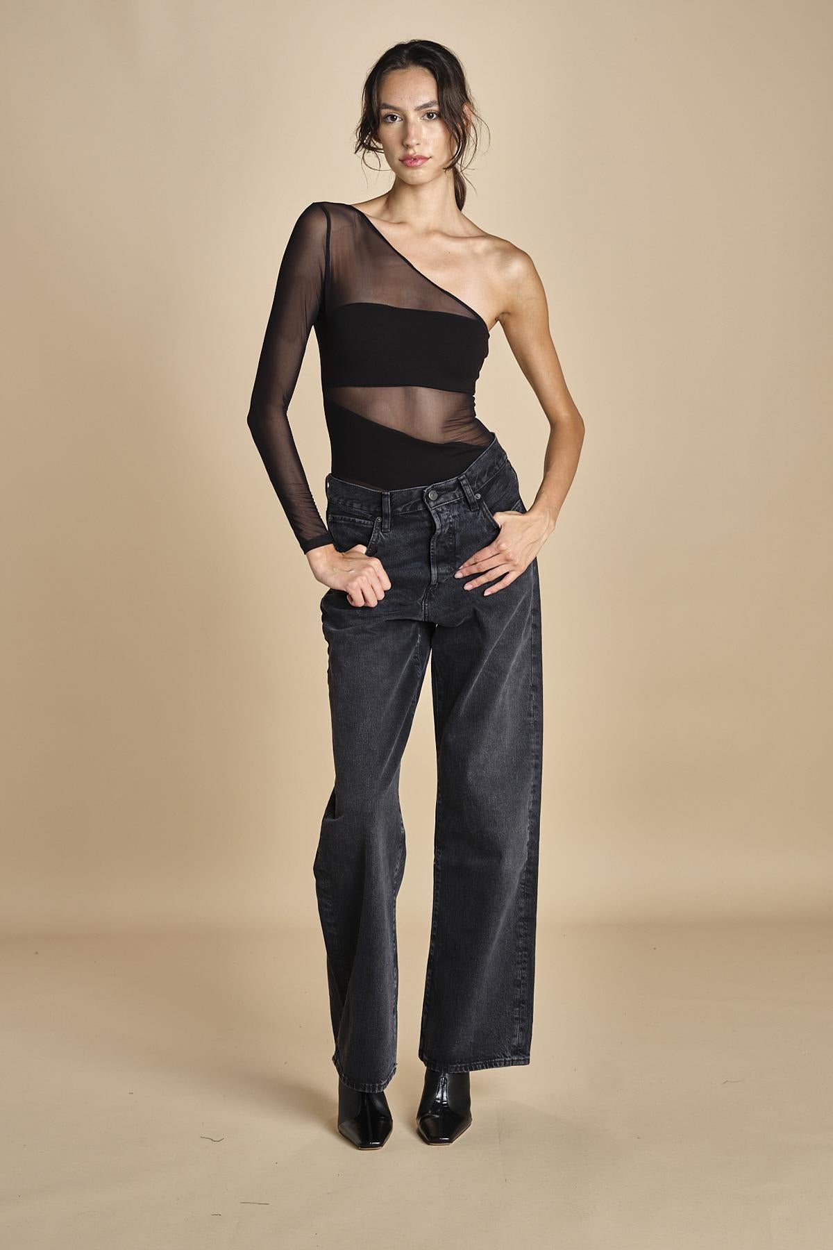 body monospalla in jersey e tulle SEX AND THE CITY BLACK undress code 