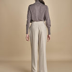 GRACE pantalone con pinces F25-040 092 DRIFWOOD oscar 