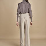GRACE pantalone con pinces F25-040 092 DRIFWOOD oscar 