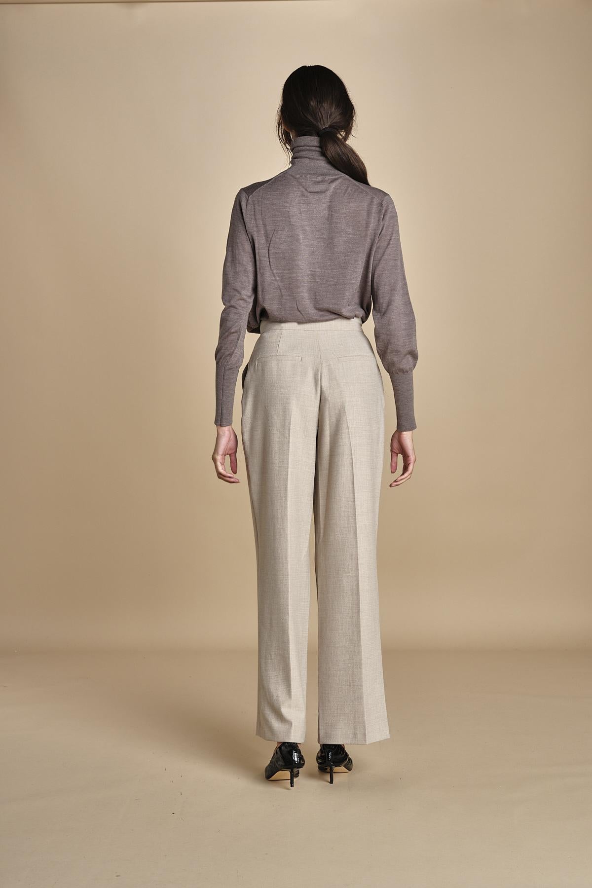 GRACE pantalone con pinces F25-040 092 DRIFWOOD oscar 