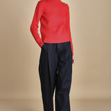 dolcevita con bottoni oro MAILLON BRIGHT RED laurence bras 