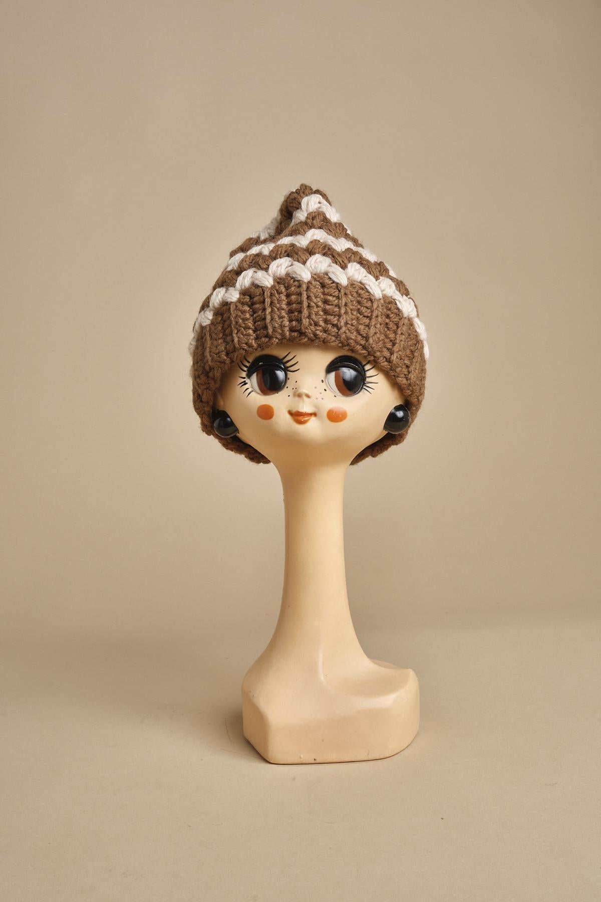 cappello lana a righe con pon pon H520 V7 exQUISITEJ 