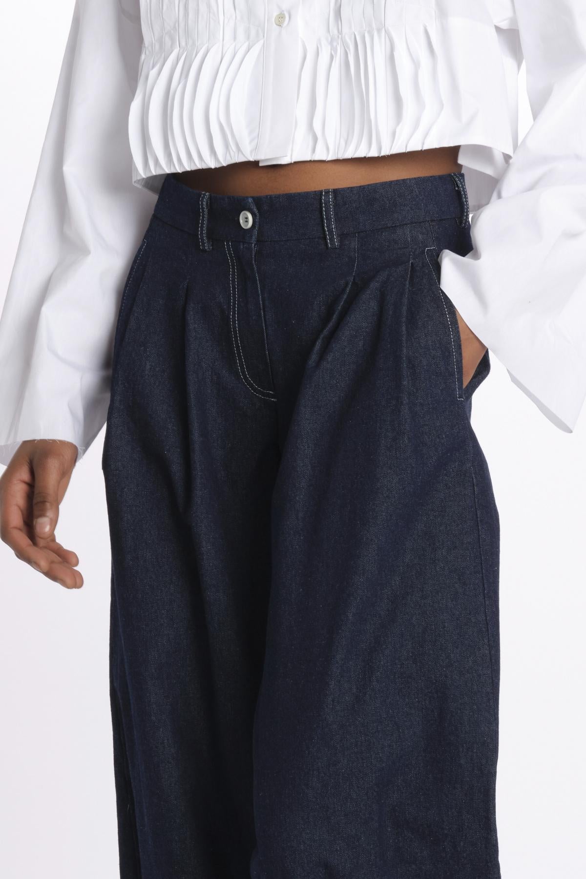 Pantaloni con pences KATHERINE PANT BLUEDENIM jejia 
