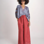 camicia in seta BE25261 GREEN BLU benaras soleil 