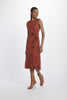Suede dress with nappa stitching