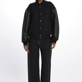 Bomber panno con maniche in pelle ALPH753 DARKESTNAVY studio nicholson 