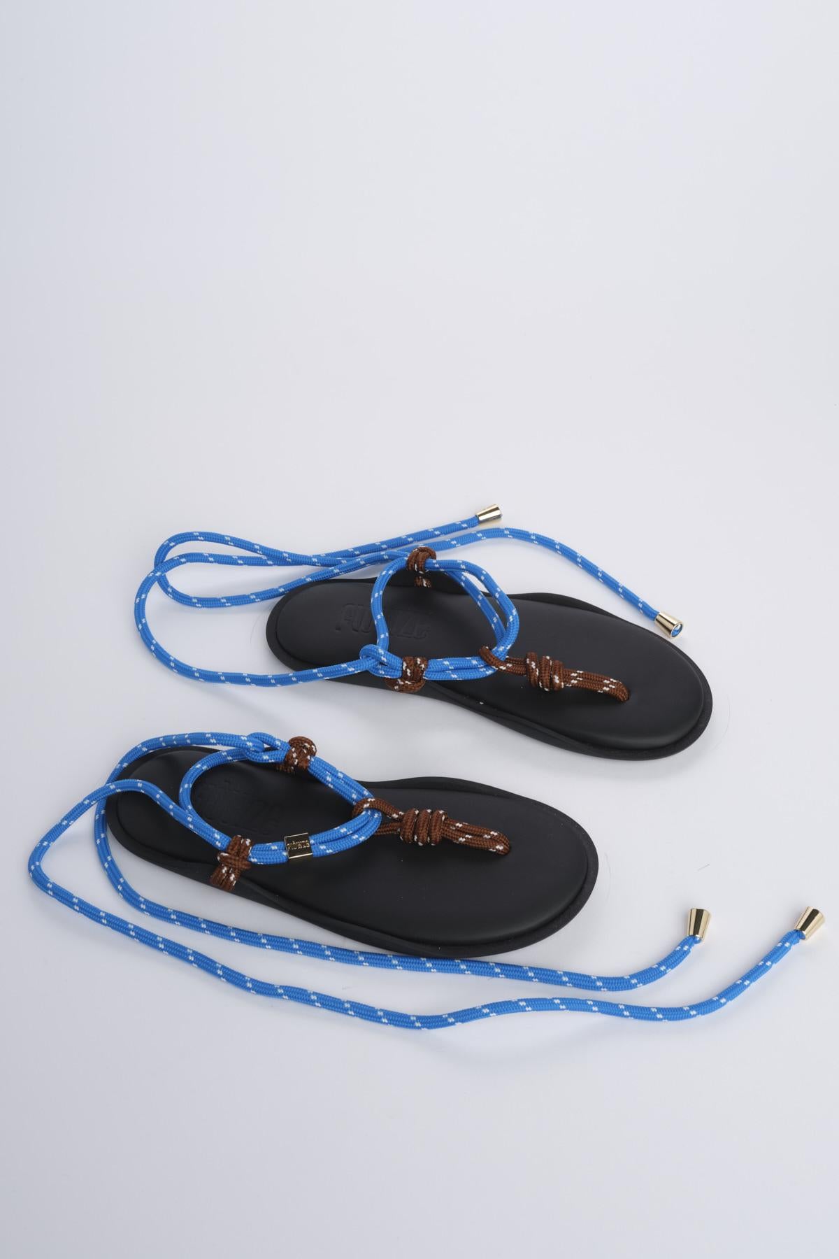 FLO' TWIN  sandalo infradito allacciato alla schiava FLÒ TWIN BRWON SKYBLUE flòwze 