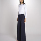 Pantalone gamba ampia con doppia pince in vita ASTA 2615131061600 001 BLU weekend maxmara 