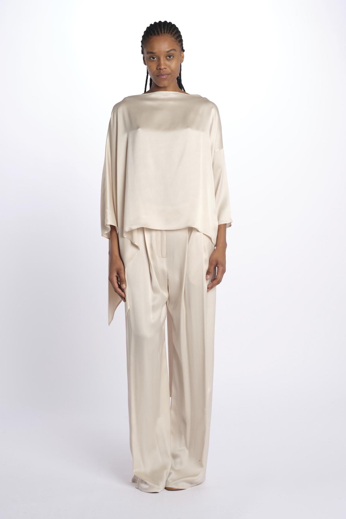 2881 camicia asimmetrica in crepe satin 2881 SAND dusan 