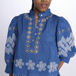 Camicia TOLEDO ricamo fiore TOLEDO1BLO BLUE antik batik 