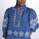 Camicia TOLEDO ricamo fiore TOLEDO1BLO BLUE antik batik 