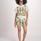 camicia cropped BE24867 WHITE MULTI benaras soleil 