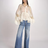 camicia over con pizzo DECCALA IVORY mes demoiselles 